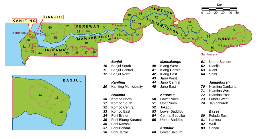 Distrikt Gambias im Jahr 2003