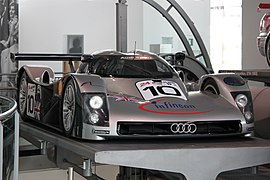 Audi R8C from 1999, front and right side, in the museum mobile, Ingolstadt