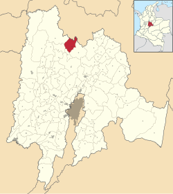 Location of the municipality and town inside Cundinamarca Department of Colombia