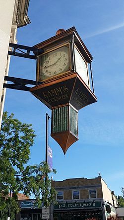 Kamm's Corners clock, at the intersection of Lorain Avenue (SR 10) and Rocky River Drive (SR 237)