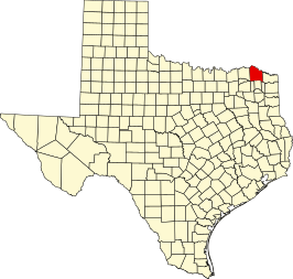 Locatie van Red River County in Texas