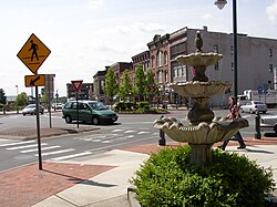 Centennial Circle, a five-leg roundabout in downtown Glens Falls