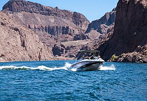 Motorboot auf dem Lake Mead, 2012