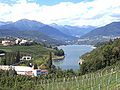 Lago di Santa Giustina, view to mountains around of valley Val di Bresimo