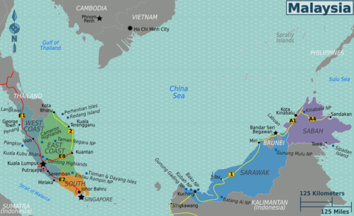 Map of Peninsular and East Malaysia