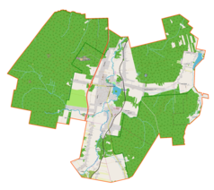 Mapa konturowa gminy Suchedniów, po prawej nieco u góry znajduje się punkt z opisem „Rogatka”