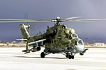 Executive Outcomes kämpfte in den afrikanischen Bürgerkriegen mit ehemaligen südafrikanischen Spezialkräften, die ehemals sowjetische Waffensysteme benutzten (hier ein Mil Mi-24-Kampfhubschrauber (Hind)).