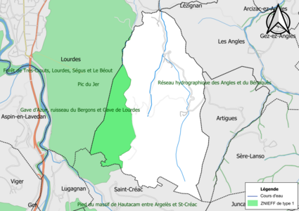 Carte de la ZNIEFF de type 1 sur la commune.