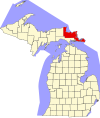 State map highlighting Chippewa County