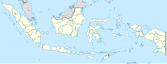 Mapa konturowa Indonezji, u góry znajduje się punkt z opisem „Tanjung Selor”