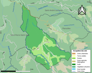 Carte en couleurs présentant l'occupation des sols.