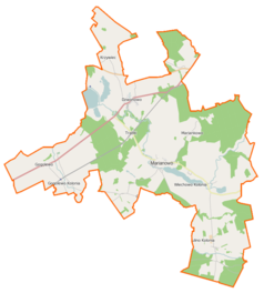 Mapa konturowa gminy Marianowo, w centrum znajduje się punkt z opisem „Marianowo”