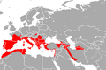 Aire de répartition du Rhinolophe euryale