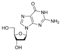 Estructura química de la desoxiguanosina