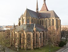 Chor, Kapellenkranz und Querhaus der Marienkirche. Ansicht von Nordosten