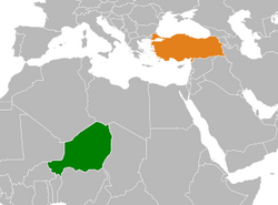 Haritada gösterilen yerlerde Niger ve Turkey