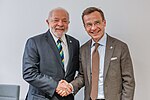 Kristersson med Brasiliens president Luiz Inácio Lula da Silva, 2023.