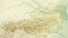 Mapa konturowa Austrii, na dole po lewej znajduje się punkt z opisem „ReschenpassPasso di Resia”