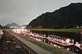 鵜飼と岐阜城（金華山） （全景・長めの露光）