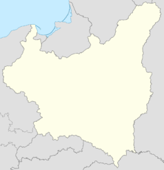 Mapa konturowa Polski w 1939, w prawym górnym rogu znajduje się punkt z opisem „Cerkowno”