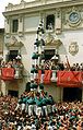 Premier tres de nou descarregat des Castellers de Vilafranca, 30/08/1989.