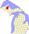 State map highlighting Baraga County