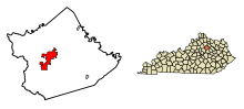 Bourbon County Kentucky Incorporated and Unincorporated areas Paris Highlighted 2159196.svg
