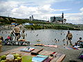 Blick auf den Salzbadesee in Solotwyno