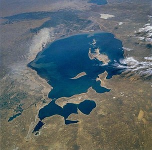 Mar de Aral desde el espacio (norte abajo), agosto de 1985.