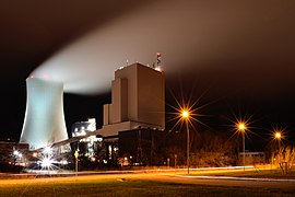 Rostock power plant, night view