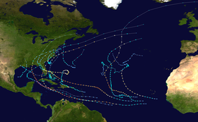 Trajectoire des systèmes tropicaux de 2004.