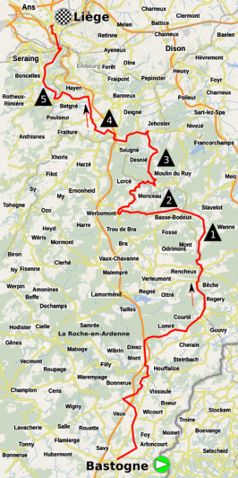 Routekaart van de Luik-Bastenaken-Luik 2019