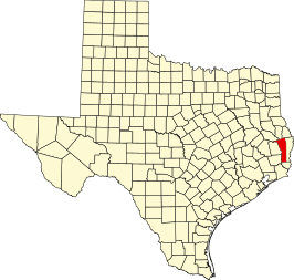 Locatie van Jasper County in Texas