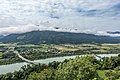 English: View of the Drava, roadbridge of B91, Strau and Singerberg Deutsch: Blick auf die Drau, die Straßenbrücke der B91, Strau und den Singerberg