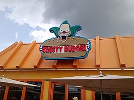 Uithangbord van Krusty Burger in Orlando.