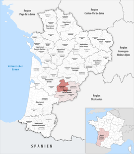 Location within the region Nouvelle-Aquitaine