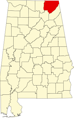 Karte von Jackson County innerhalb von Alabama