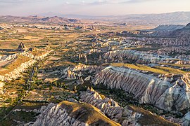 Central Anatolia Region: Cappadocia is well known for its unique rock homes and volcanic terrain.[312]