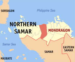 Mapa ning Pangulung Samar ampong Mondragon ilage