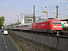 German Class 101 locomotive pulling a EuroCity train consisting of Swiss and German coaches