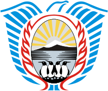 Escudo de la Provincia de Tierra del Fuego, Antártida e Islas del Atlántico Sur, de la cual forman parte las Islas Malvinas según la reivindicación territorial de Argentina.