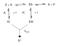 Kinetic scheme for irreversible inhibitors