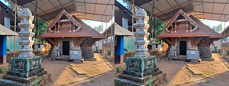 Temple and sthamba