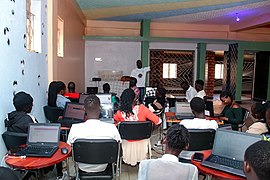 Participants attending the wikiforhumanrights training in South Sudan