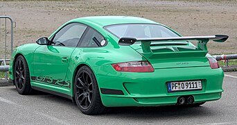 Porsche 997 GT3 RS (2006) - left rear view