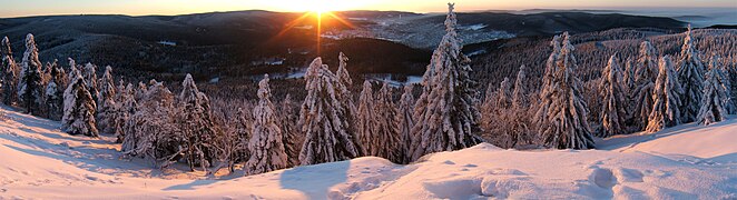 : Sunrise on the mountain Ruppberg near Zella-Mehlis (Thuringian Forest)