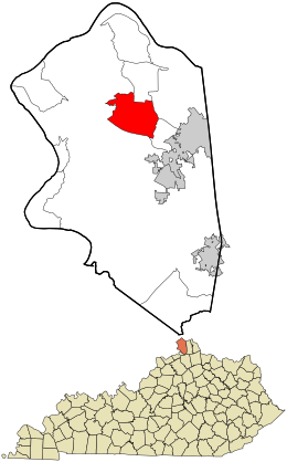 Location within Boone County and the state of Kentucky