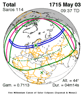 Carte de l'éclipse générale.