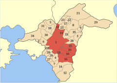 Municípios de Atenas, com Atenas Central em destaque.