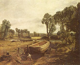 フラットフォードの製粉所近くの舟造り(Boat-building near Flatford Mill)（1815年）ロンドン・ヴィクトリア&アルバート博物館